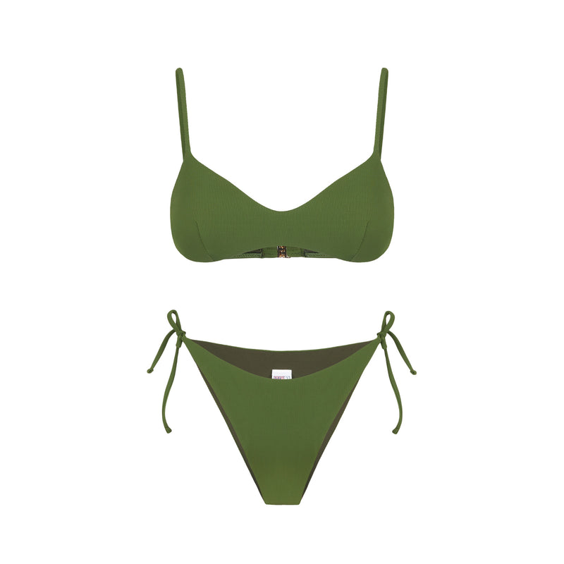 Bikini da donna a bralette a costine militare