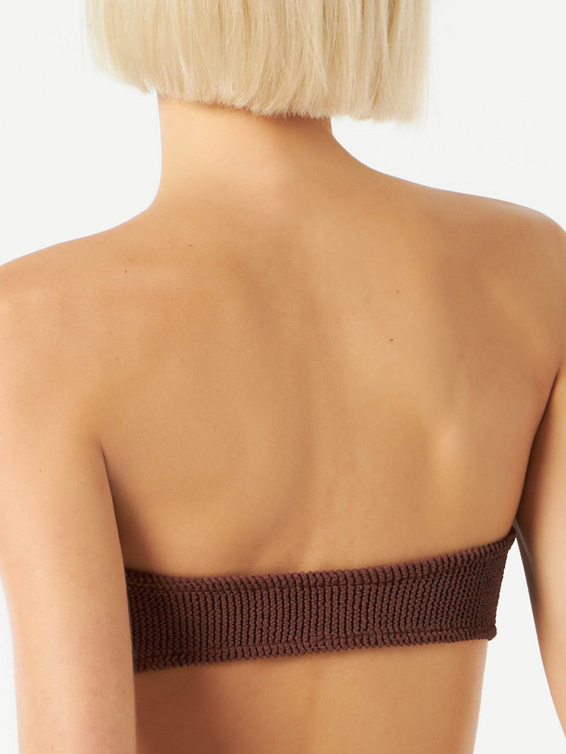 Crinkle brown bandeau top