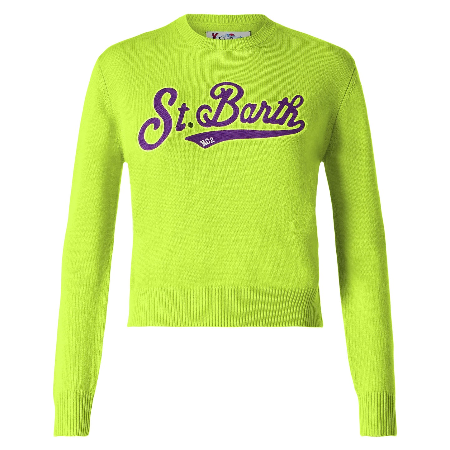 Woman acid green cropped sweater