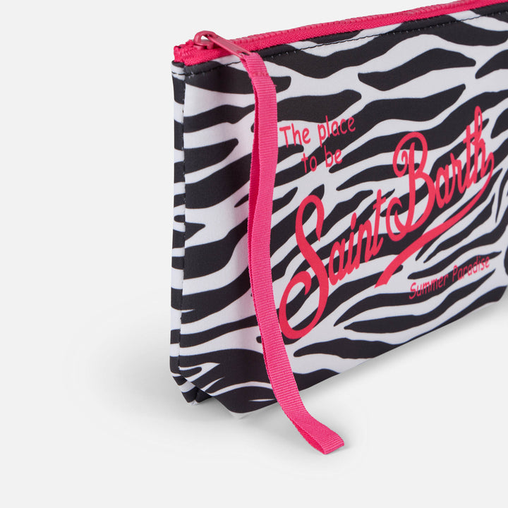 Aline Scuba-Pochette mit Zebradruck