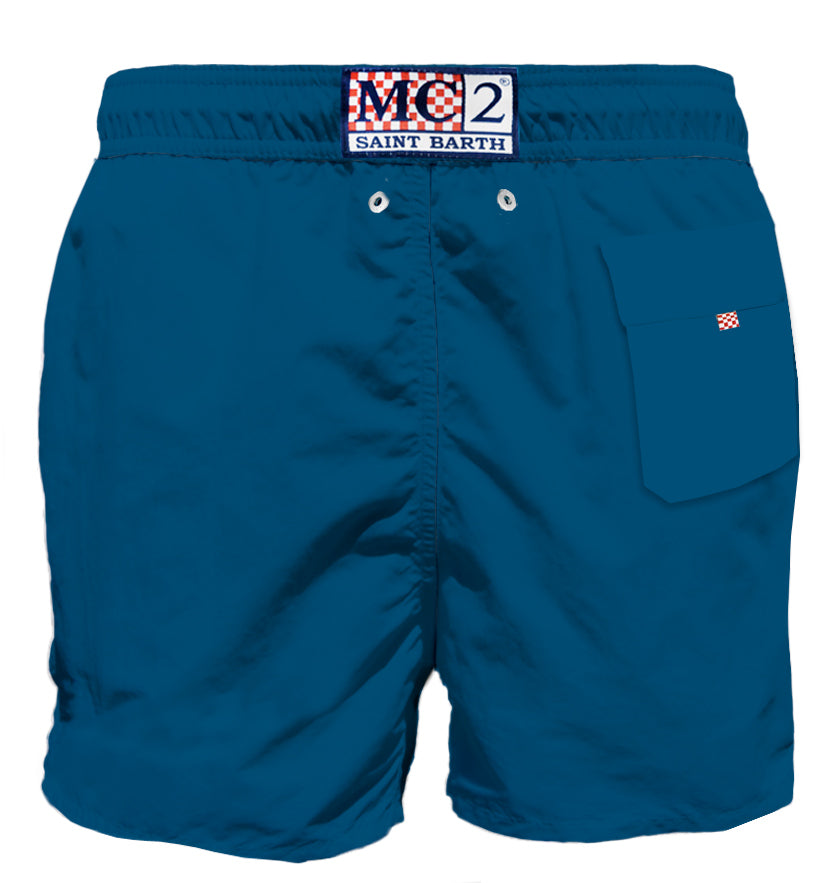 Costume da bagno blu da uomo con taschino