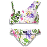 Bikini da bambina monospalla con volant