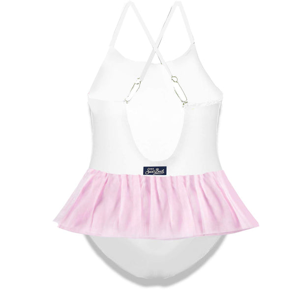 Costume intero da bambina con volant in tulle