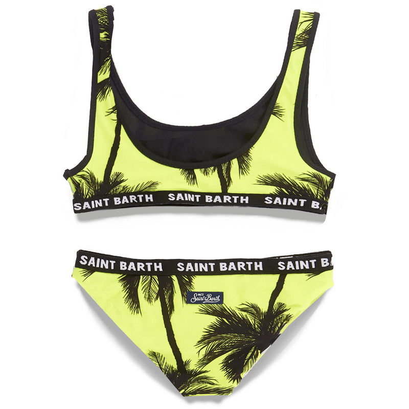 Black palm all over print girl's bralette bikini