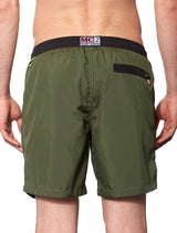 Costume da bagno da uomo con zip in tessuto leggero verde militare