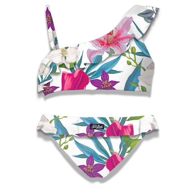 Bikini da bambina monospalla con volant