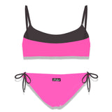 Bikini da bambina a bralette con grafica frontale St. Barth