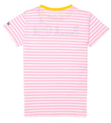 Rosa gestreiftes Damen-T-Shirt mit Beach Girl-Stickerei