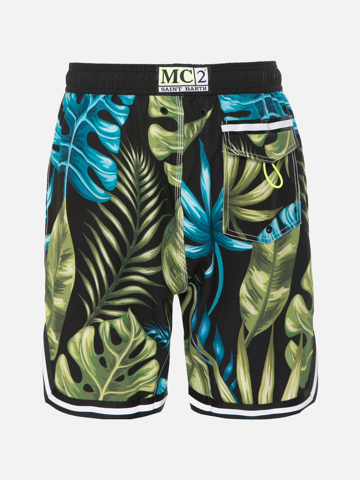 Tropical print swim shorts surf style - MC2 Saint Barth
