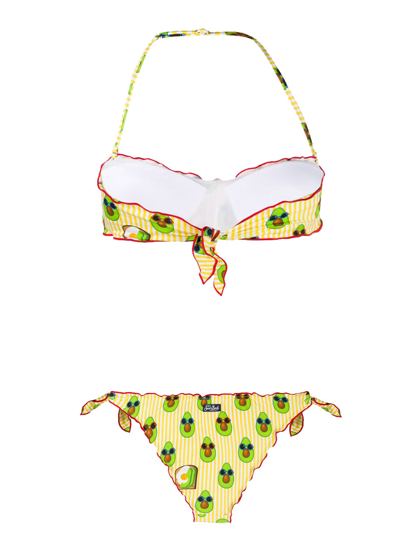 Bikini da donna a fascia con stampa avocado