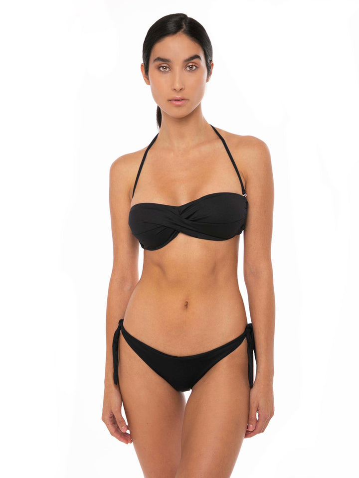Crossed bandeau black bikini