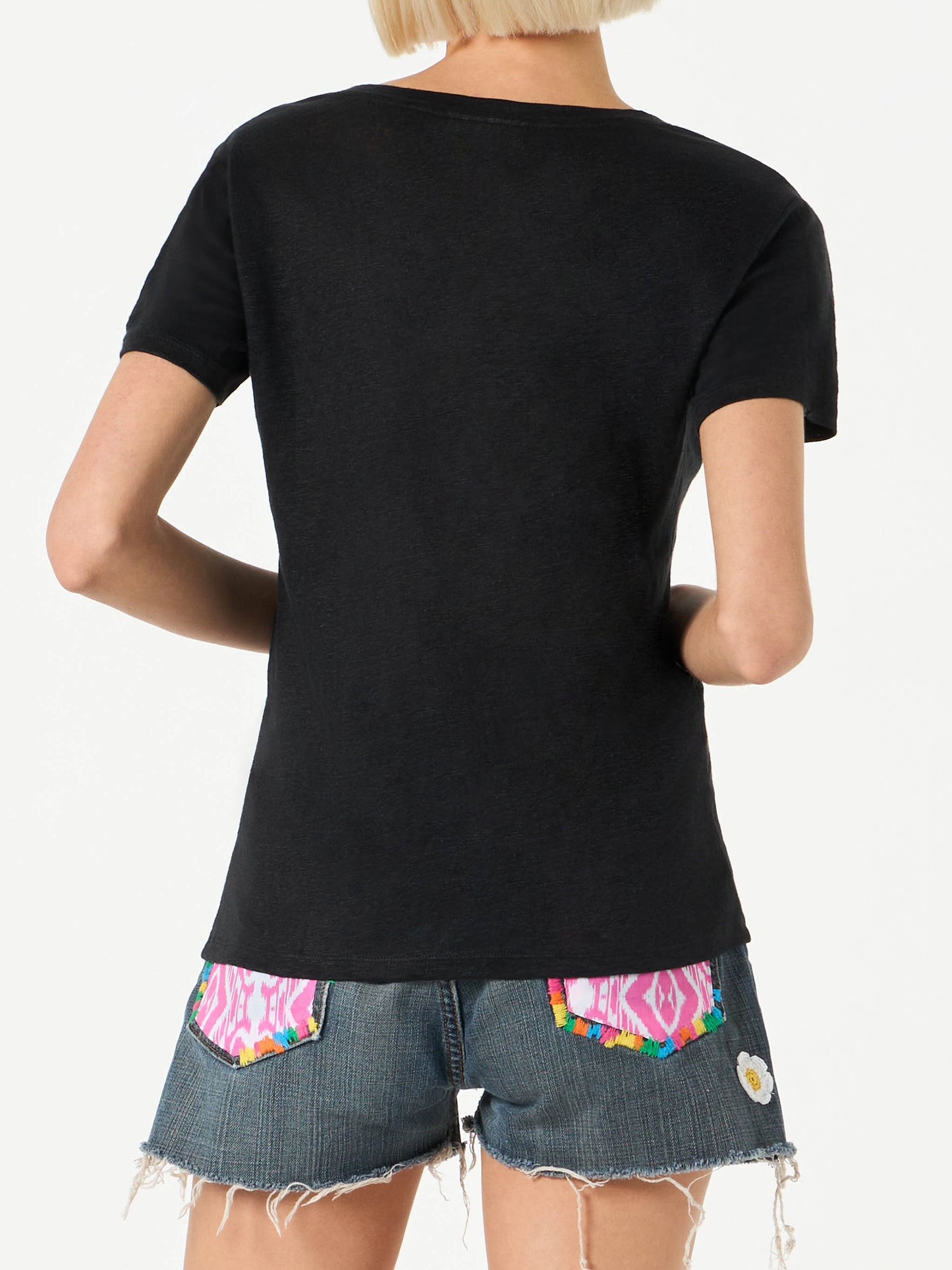 Woman black linen t-shirt - MC2 Saint Barth