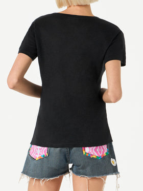 Woman black linen t-shirt - MC2 Saint Barth
