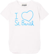 T-shirt in lino con ricamo Love St. Barth