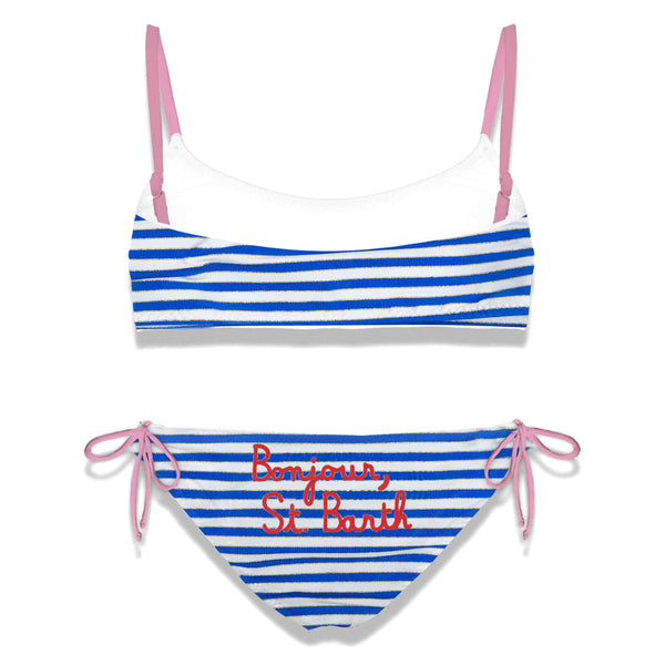 Girl bralette bikini with Bonjour St. Barth embroidery