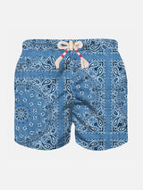 Denim-Badeshorts für Jungen mit Bandana-Print