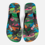 Flip Flops with multicolor fluo camouflage print