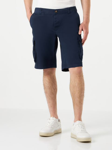 Man blue cotton cargo shorts - MC2 Saint Barth