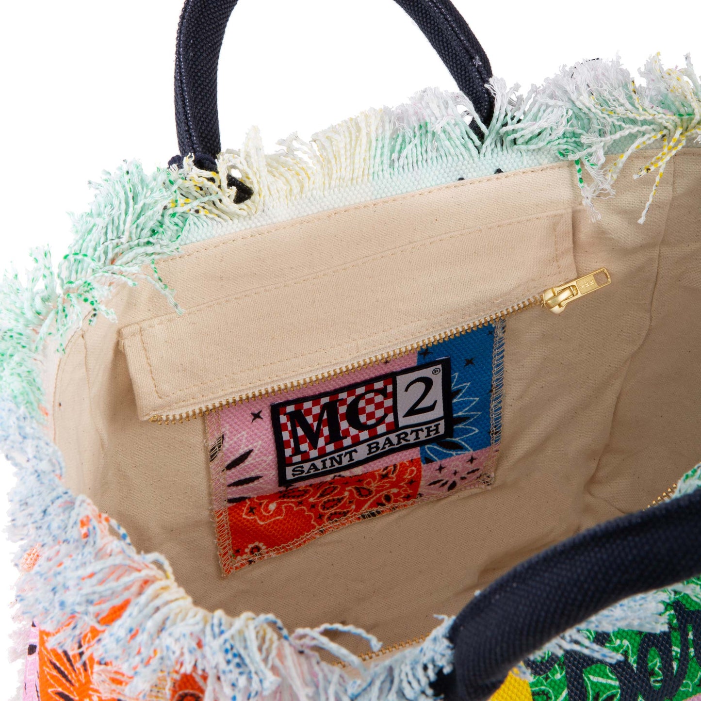 Mehrfarbige Baumwoll-Canvas-Tasche mit Bandana-Print