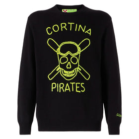 Maglione nero da uomo ricamo Cortina Pirates fluo