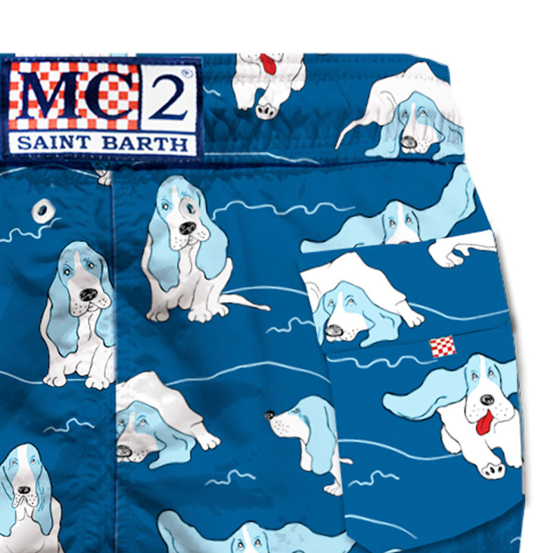 Basset hound man swim shorts