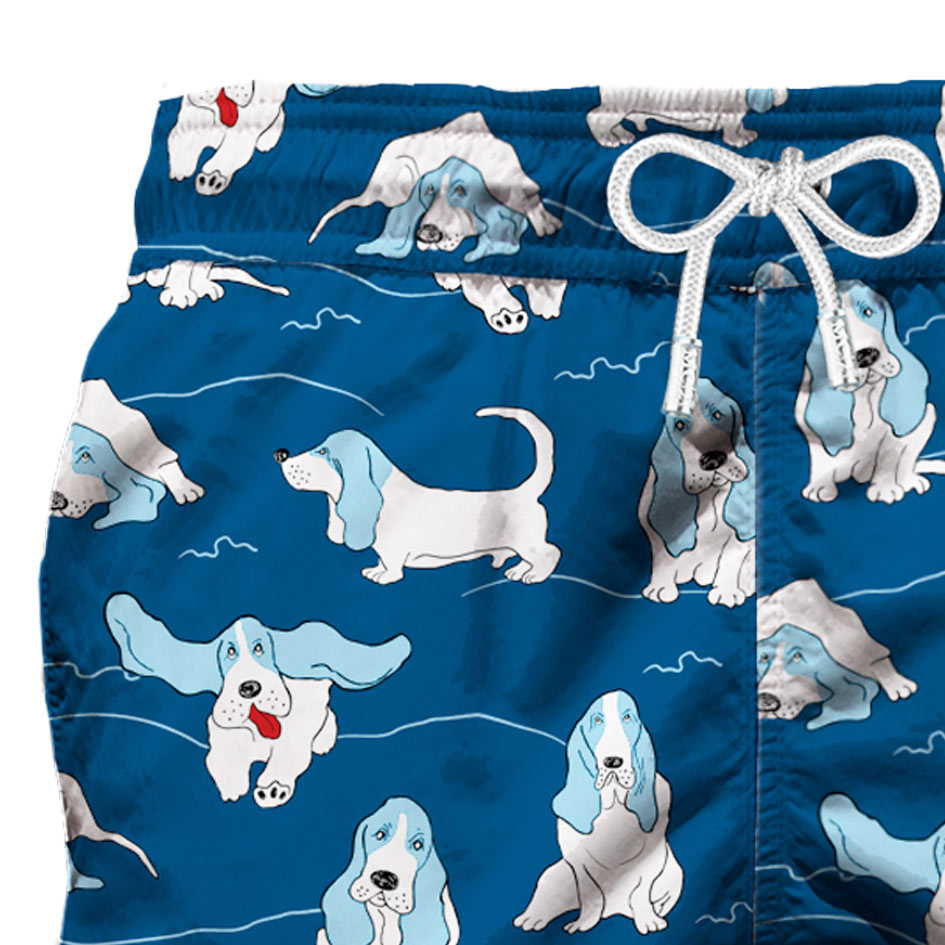 Basset hound man swim shorts