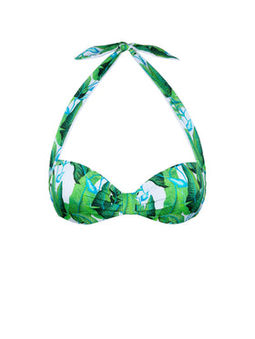 Tropical green leaves print bralette top