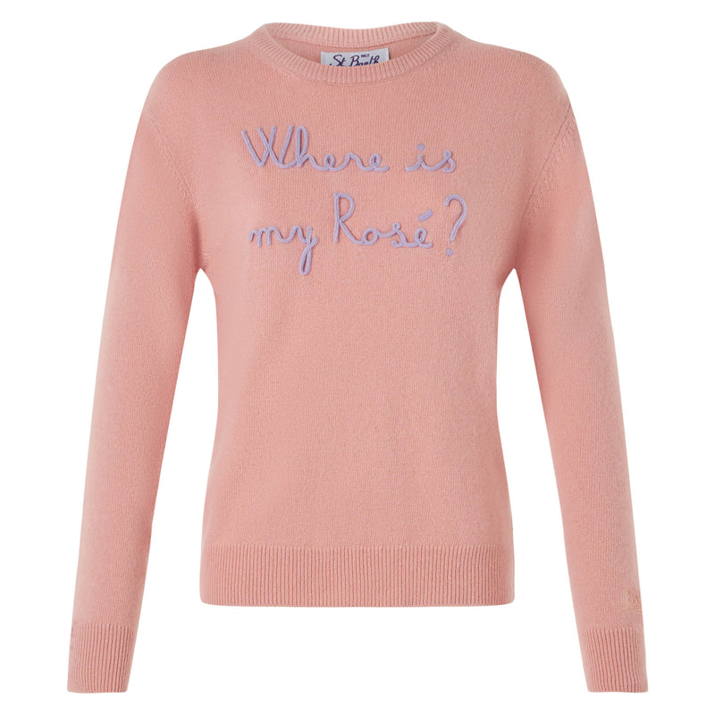 Maglia da donna con ricamo Where is my Rosé?