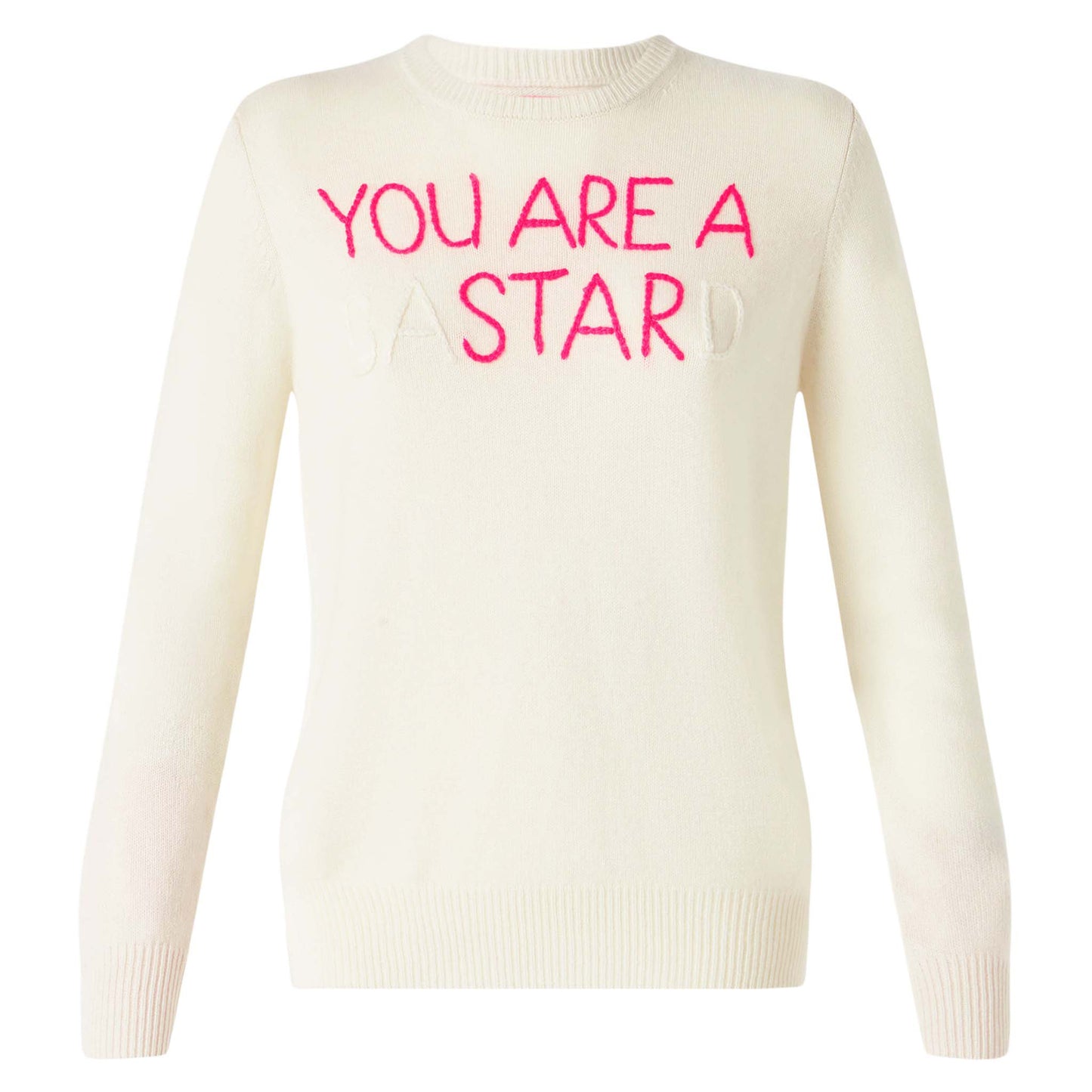 Woman white sweater You are a (Ba)star(d) embroidery - MC2 Saint Barth