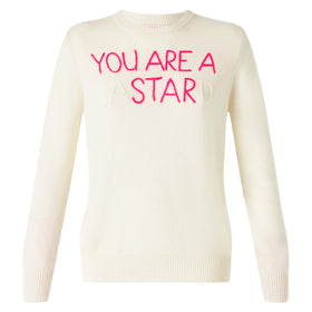 Woman white sweater You are a (Ba)star(d) embroidery - MC2 Saint Barth