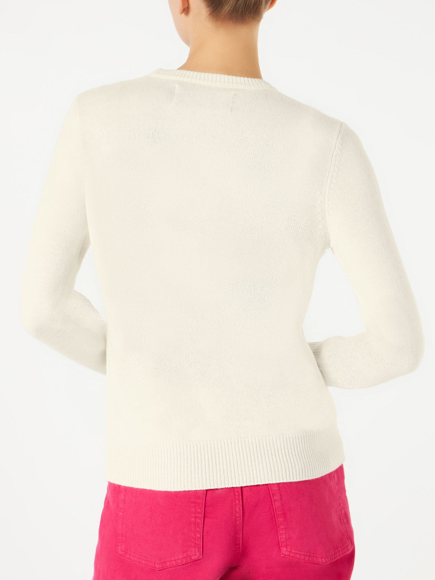 Woman white sweater You are a (Ba)star(d) embroidery - MC2 Saint Barth