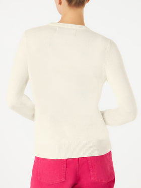 Woman white sweater You are a (Ba)star(d) embroidery - MC2 Saint Barth