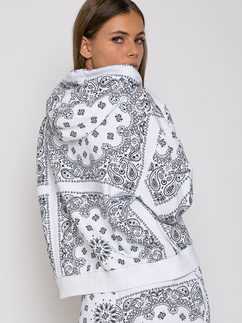 Kapuzenpullover aus Baumwolle mit Bandana-Print