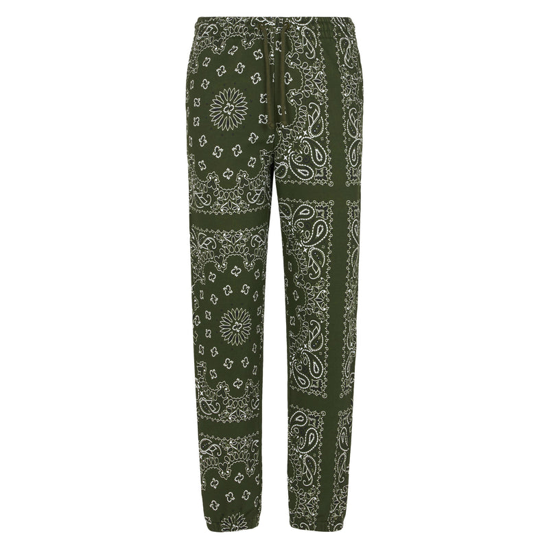 Pantalone da donna in felpa con stampa bandana verde