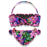 Girl bandeau bikini with flowers print