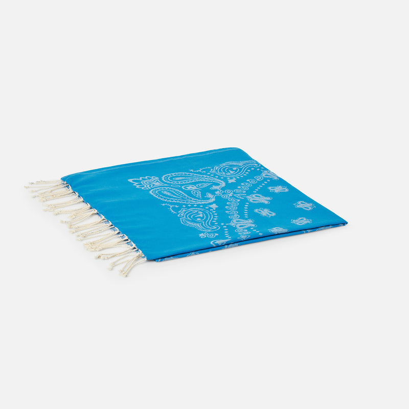 Fouta in morbido jacquard bluette con stampa bandana