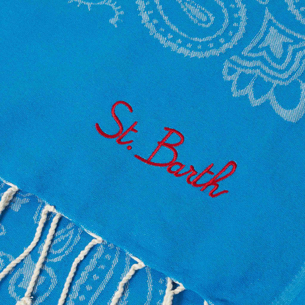 Soft jacquard bluette Fouta with bandanna print