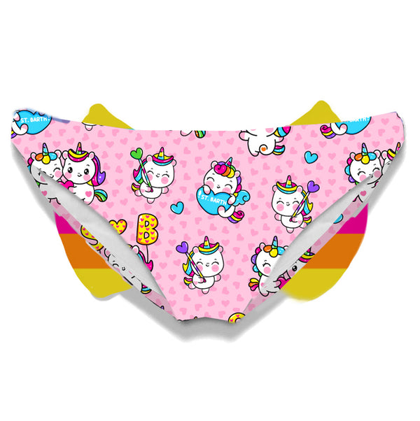 Slip da bagno da bambina con stampa unicorno