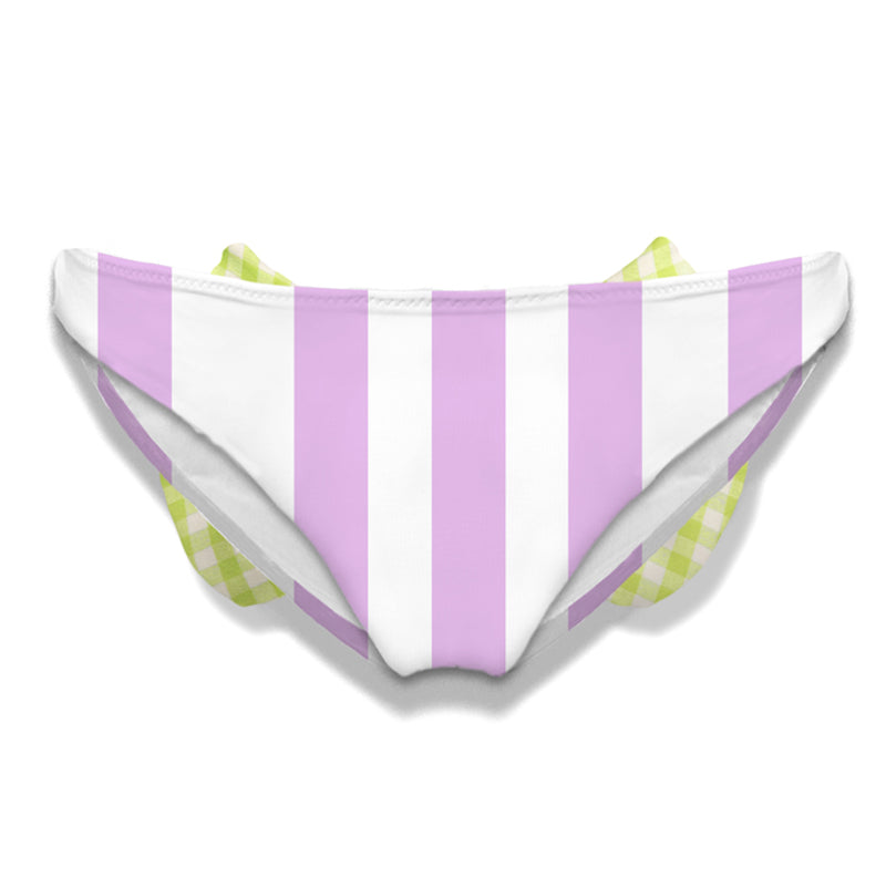 Slip da bagno da bambina con fiocco vichy