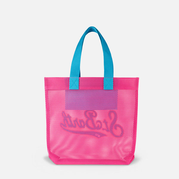 Borsa Shopper fucsia in rete con patch in spugna