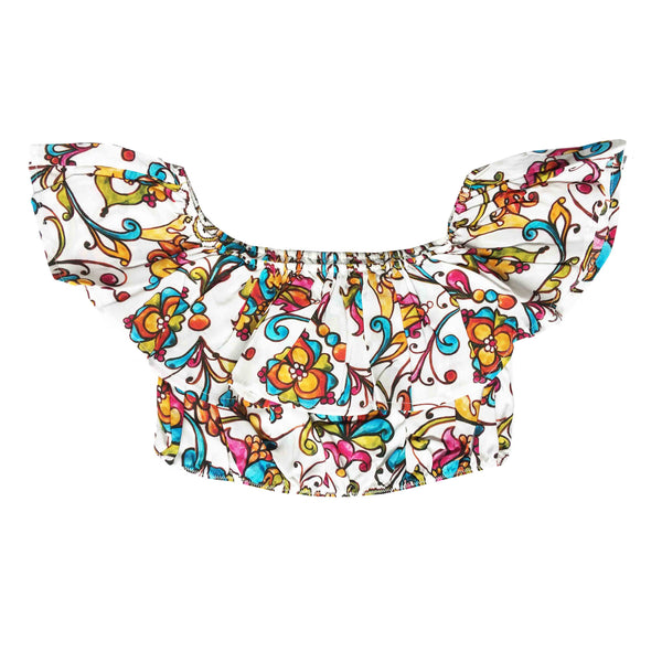 Crop top bambina con volant