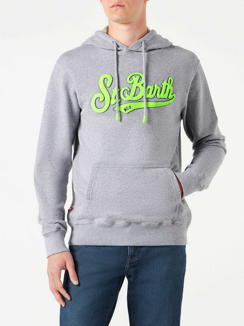 Man cotton hooded grey sweatshirt