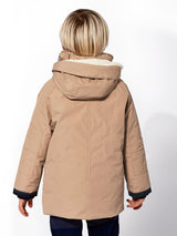 Beige Parkajacke für Jungen mit Kapuze Voyager Jr