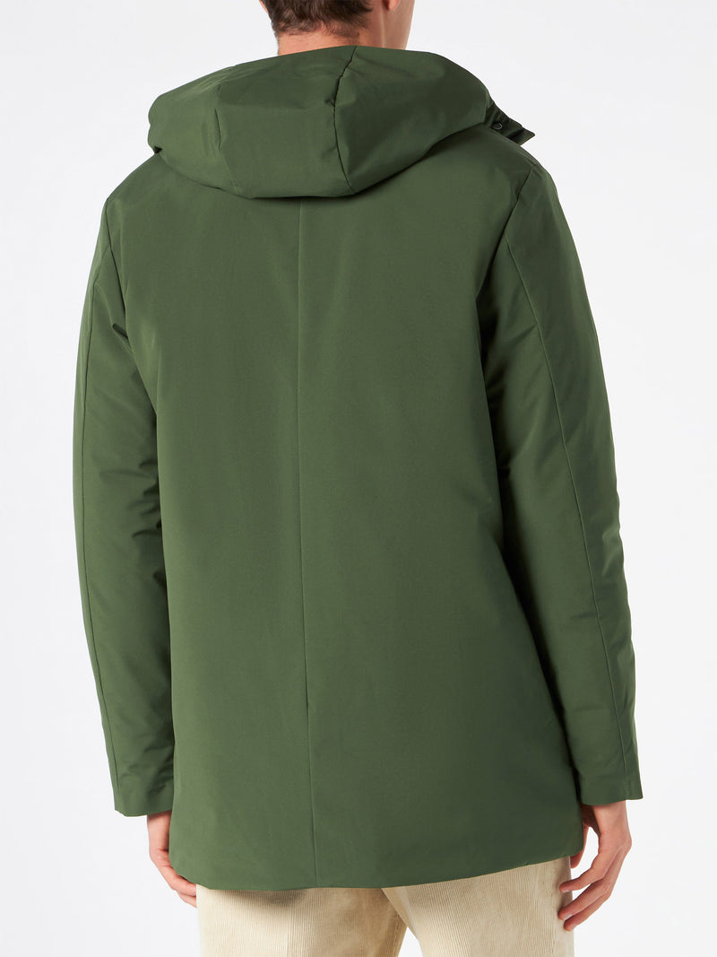 Parka da uomo con cappuccio e stampa bandana verde militare