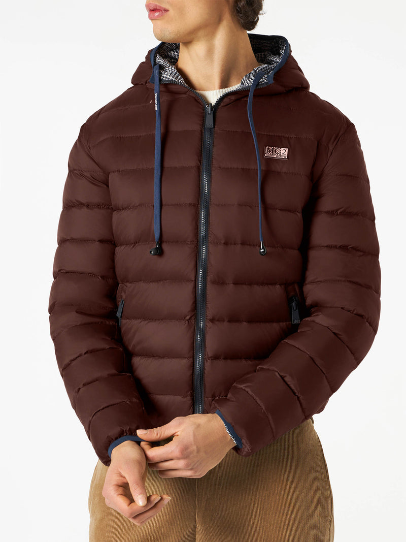 Man double face brown down jacket