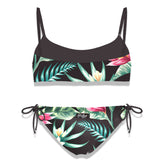 Bikini da bambina a bralette con stampa Heliconia