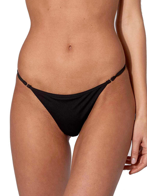 Black ribbed swim briefs