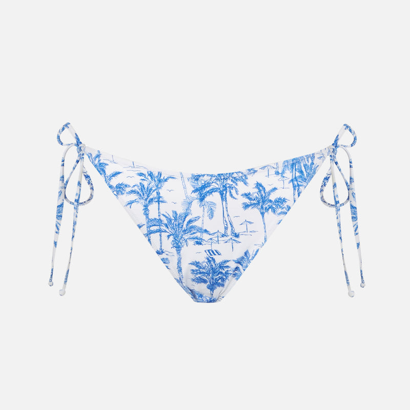 Woman swim briefs with toile de jouy print