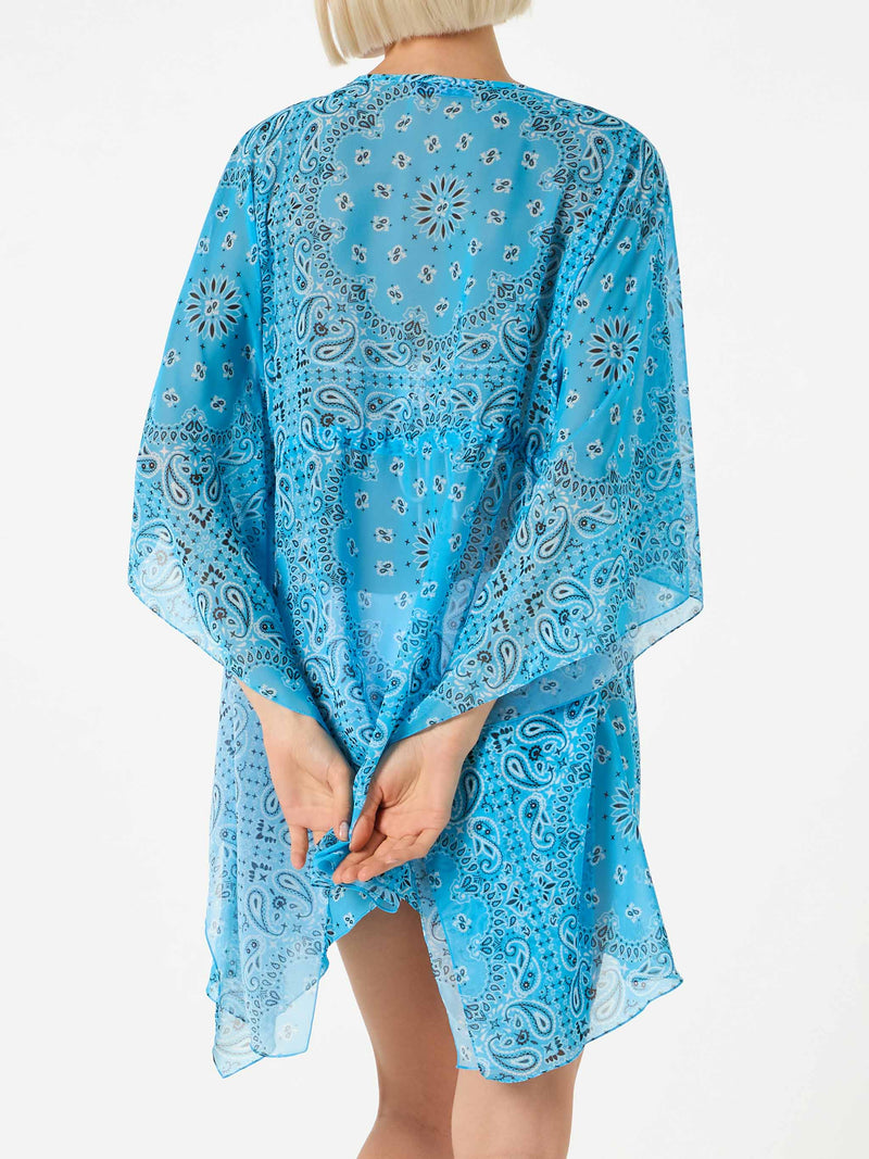 Türkisfarbener Kaftan mit Bandana-Print