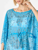 Türkisfarbener Kaftan mit Bandana-Print